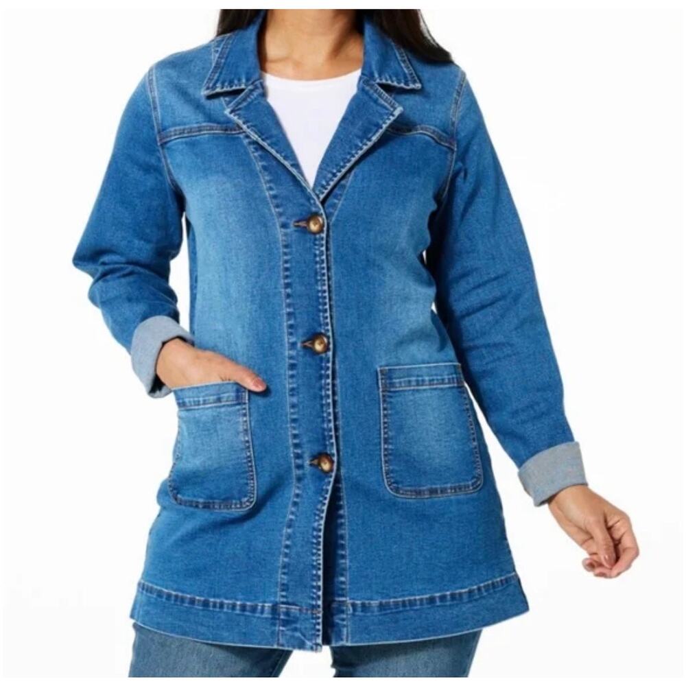 Denim Chore Coat XL Blue Barn Jacket Utility Shacket Oversized Layering